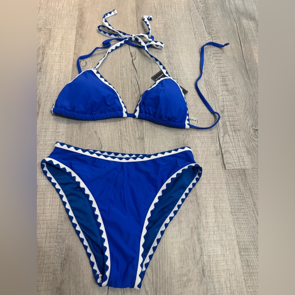 Vibrant Blue and White Bikini Set